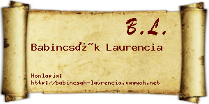 Babincsák Laurencia névjegykártya
